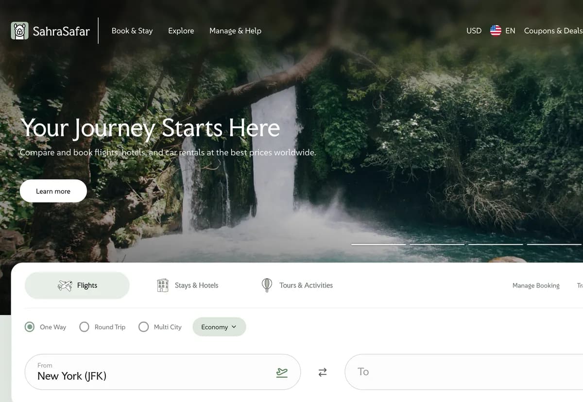 SahraSafar travel booking website